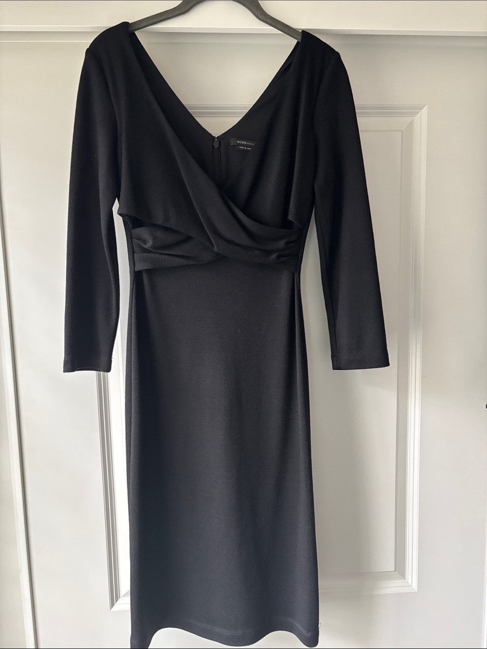 BCBGMaxAzria sz S Black Stretch Wool Dress Worn Once